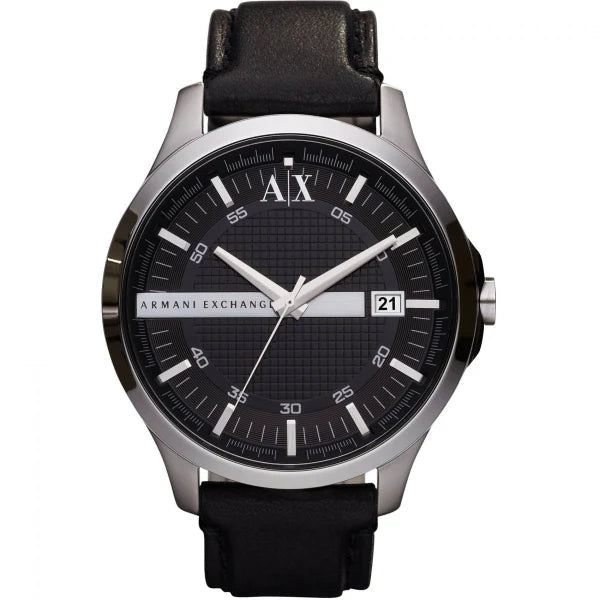 Armani Exchange Hampton Chronograph Black Dial Black Leather Strap Watch For Men - AX2101 Buy Now By Armani Exchange