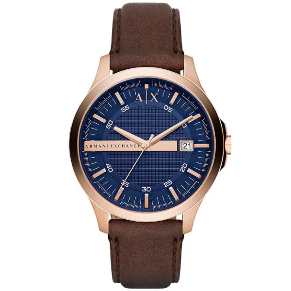 Armani Exchange Hampton Chronograph Blue Dial Brown Leather Strap Watch For Men - AX2172 Buy Now By Armani Exchange