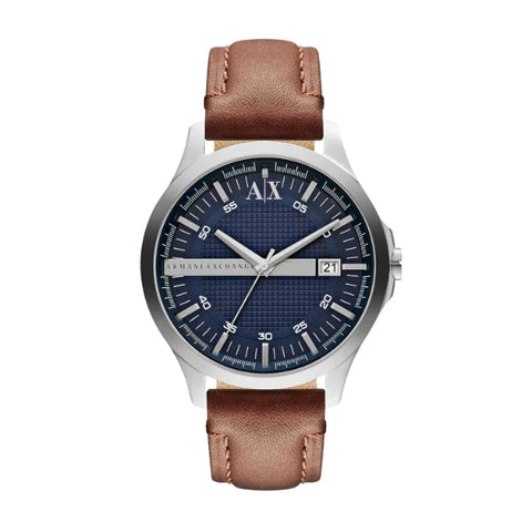 Armani Exchange Hampton Chronograph Blue Dial Brown Leather Strap Watch For Men - AX2133 Buy Now By Armani Exchange