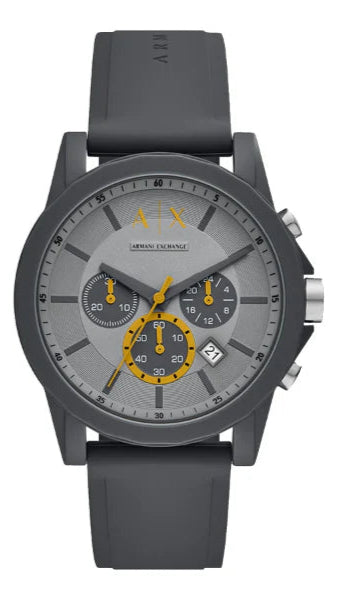 Armani Exchange Outerbanks Chronograph Grey Dial Grey Silicone Strap Watch For Men - AX7123 Buy Now By Armani Exchange