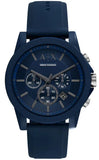 Armani Exchange Outerbanks Chronograph Blue Dial Blue Silicone Strap Watch For Men - AX7128 Buy Now By Armani Exchange