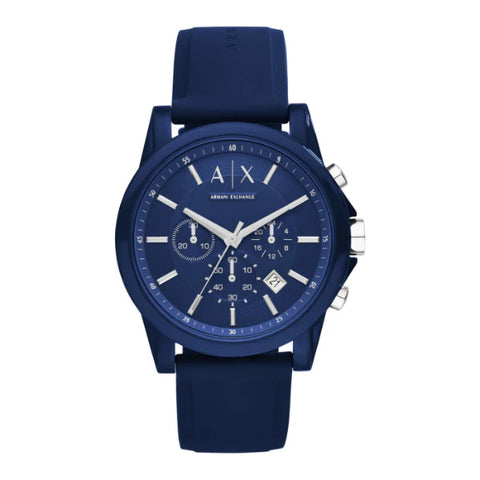 Armani Exchange Outerbanks Chronograph Blue Dial Blue Silicone Strap Watch For Men - AX1327 Buy Now By Armani Exchange