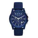 Armani Exchange Outerbanks Chronograph Blue Dial Blue Silicone Strap Watch For Men - AX1327 Buy Now By Armani Exchange