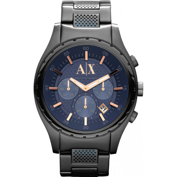 Armani Exchange Chronograph Blue Dial Grey Steel Strap Watch For Men - AX1166 Buy Now By Armani Exchange