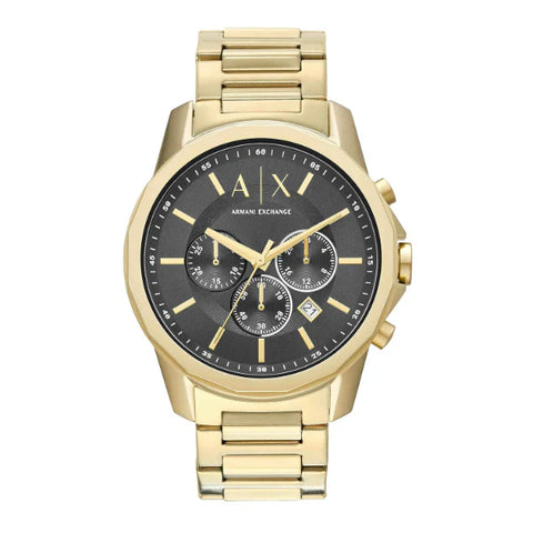 Armani Exchange Banks Chronograph Black Dial Gold Steel Strap Watch For Men - AX1721 Buy Now By Armani Exchange