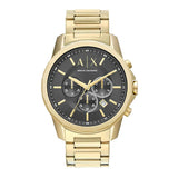 Armani Exchange Banks Chronograph Black Dial Gold Steel Strap Watch For Men - AX1721 Buy Now By Armani Exchange