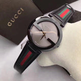Gucci Interlocking G XL Black Dial Red & Green Leather Strap Watch For Men - YA133206 Buy Now By Gucci