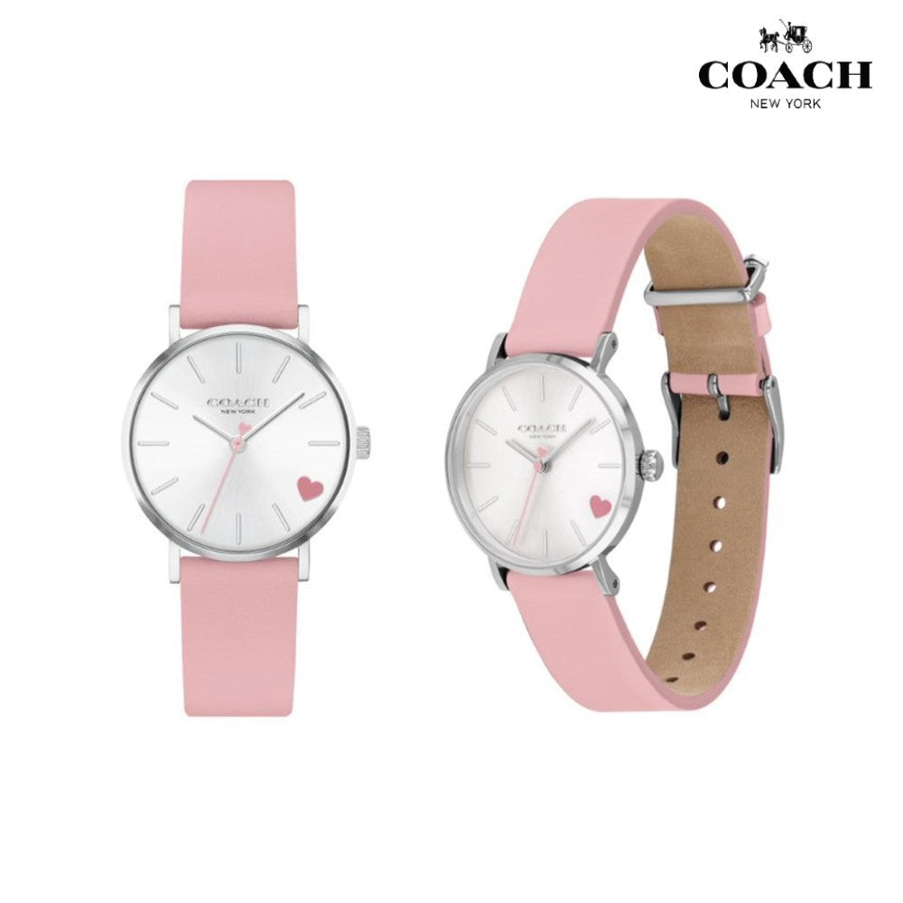 Coach Perry Silver Dial Pink Leather Strap Watch for Women - 14503516 Buy Now By Coach