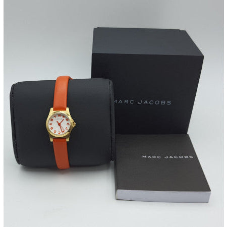 Marc Jacobs Henry Dinky White Dial Orange Leather Strap Watch for Women - MBM1236 Buy Now By Marc Jacobs