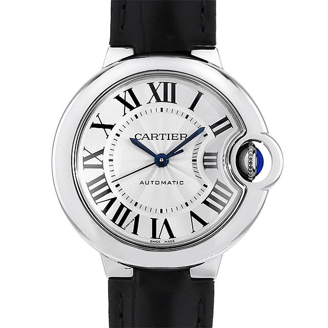 Cartier Ballon Bleu De Cartier Silver Dial Black Leather Strap Watch for Women - WSBB0030 Buy Now By Cartier