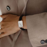 Daniel Wellington Quadro White Dial Black Leather Strap Watch For Women - DW00100434 Buy Now By Daniel Wellington
