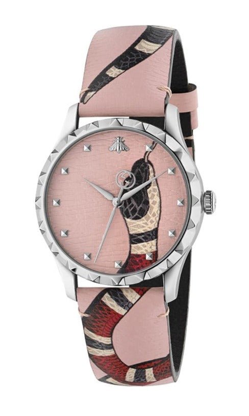 Gucci G Timeless Pink Dial Pink Leather Strap Watch For Women - YA1264083 Buy Now By Gucci