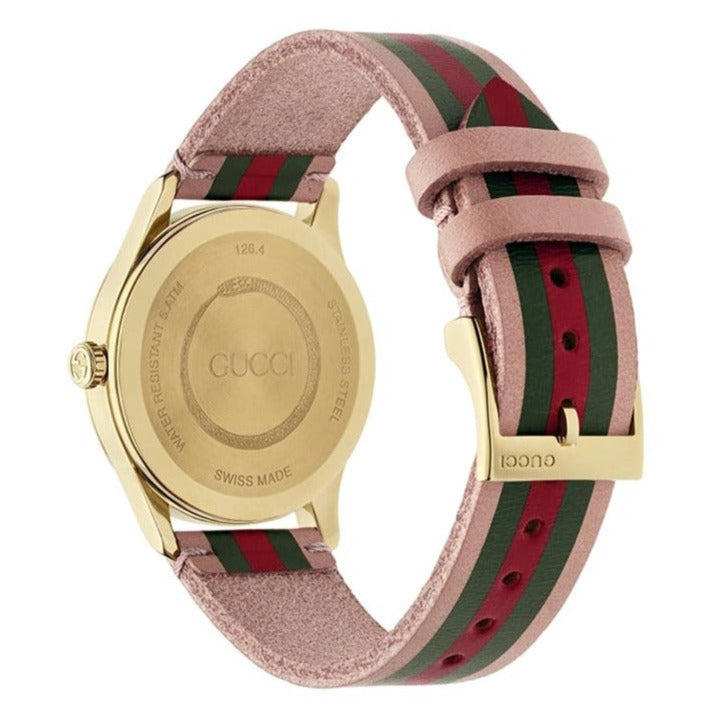 Gucci G Timeless Quartz Pink Dial Three Tone Leather Strap Watch For Women - YA1264118 Buy Now By Gucci