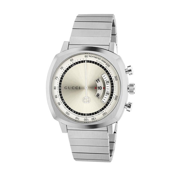 Gucci Grip Collection Quartz Silver Dial Silver Steel Strap Watch For Men - YA157302 Buy Now By Gucci