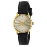 Gucci G Timeless Quartz Silver Dial Black Leather Strap Watch For Women - YA1265023 Buy Now By Gucci