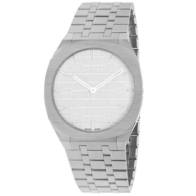 Gucci 25H Quartz Silver Dial Silver Steel Strap Unisex Watch - YA163407 Buy Now By Gucci