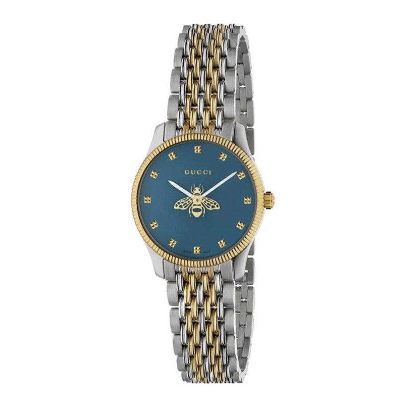 Gucci G Timeless Quartz Blue Dial Two Tone Steel Strap Watch For Women - YA1265029 Buy Now By Gucci