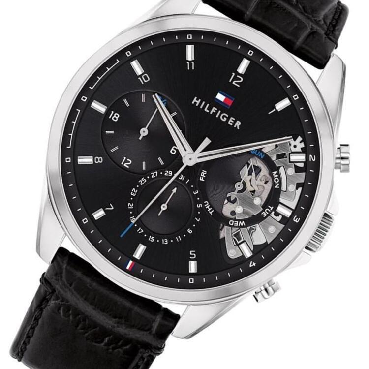 Tommy Hilfiger Baker Chronograph Black Dial Black Leather Strap Watch For Men - 1710449 Buy Now By Tommy Hilfiger