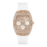 Guess Raven Diamonds Rose Gold Dial White Silicone Strap Watch for Women - GW0105L3 Buy Now By Guess