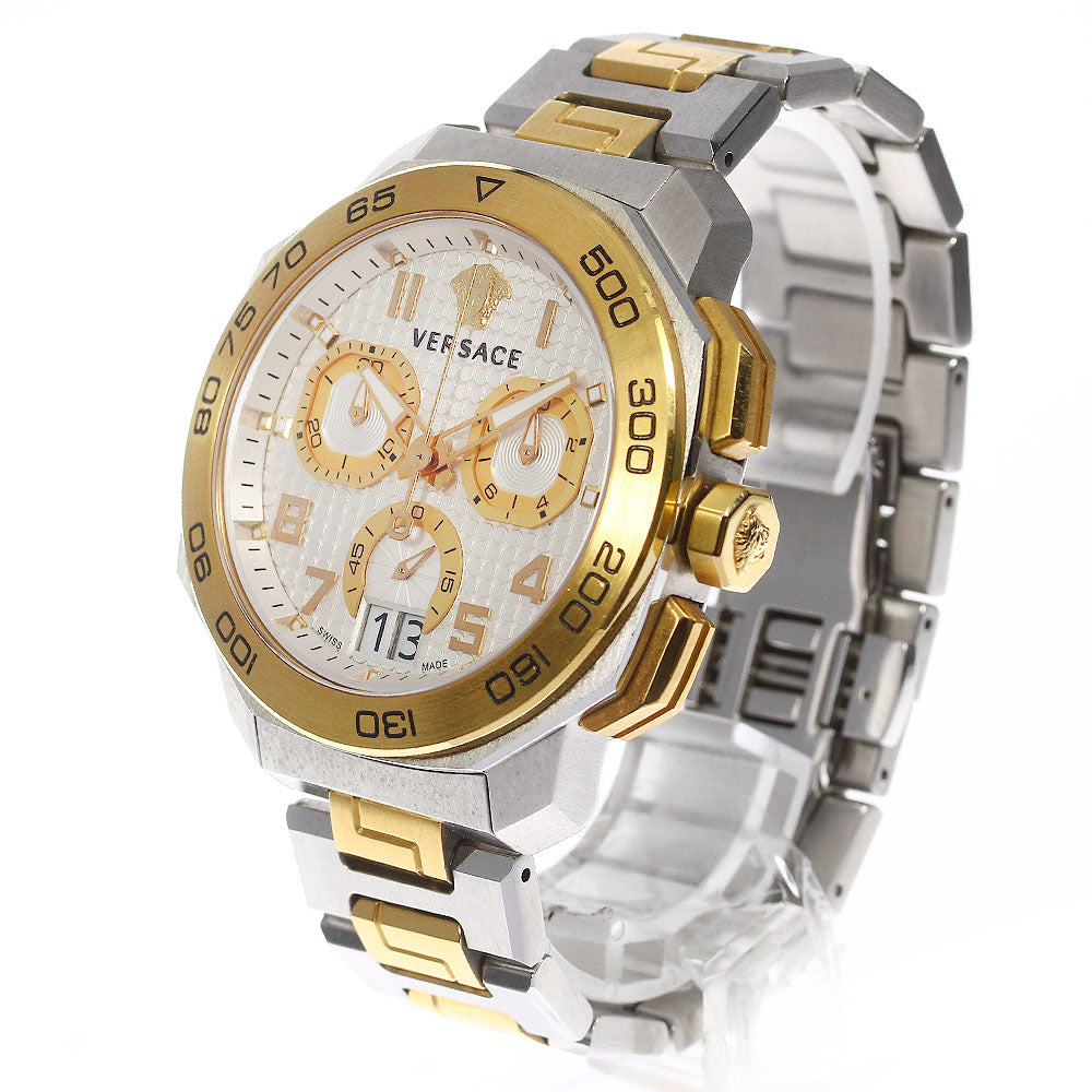 Versace Dylos Chronograph Silver Dial Two Tone Steel Strap Watch for Men - VQC030015 Buy Now By Versace