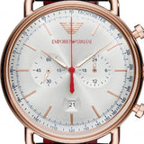 Emporio Armani Aviator Silver Dial Blue Leather Strap Watch For Men - AR11123 Buy Now By Emporio Armani