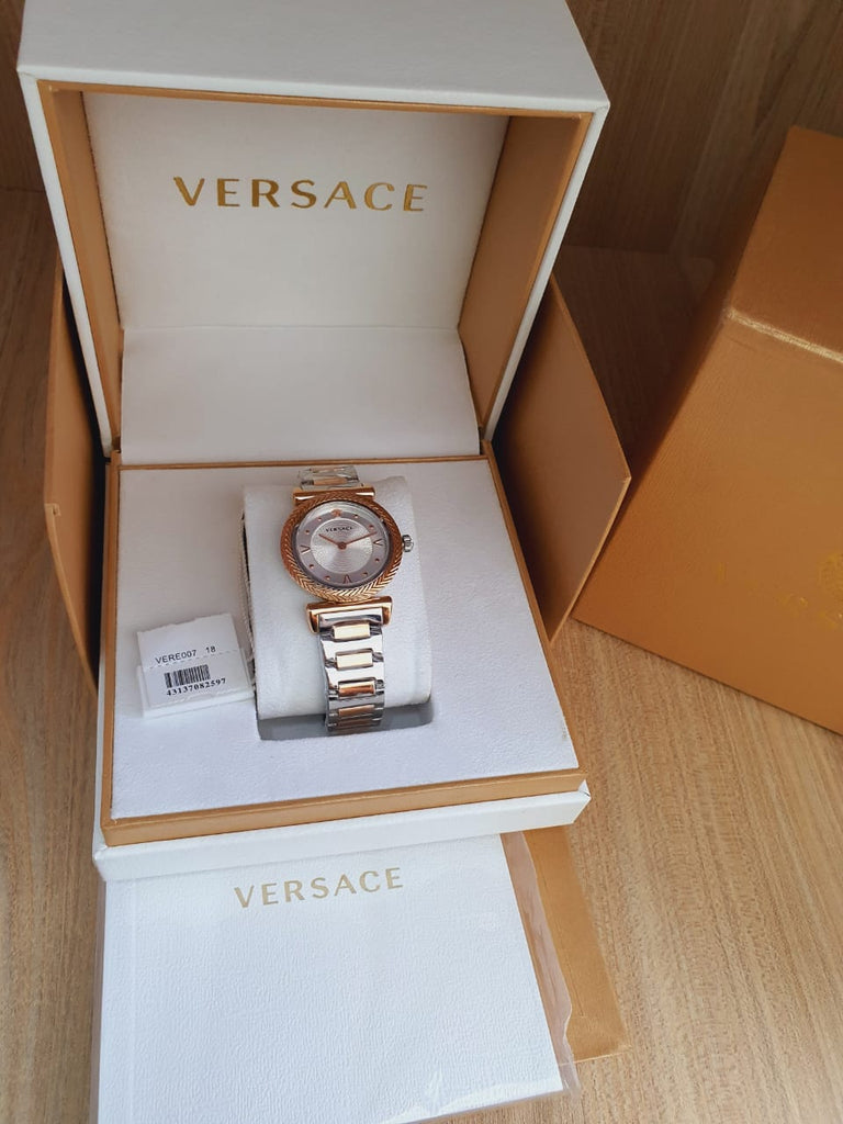 Versace V-Motif Silver Dial Two Tone Steel Strap Watch for Women - VERE00718 Buy Now By Versace