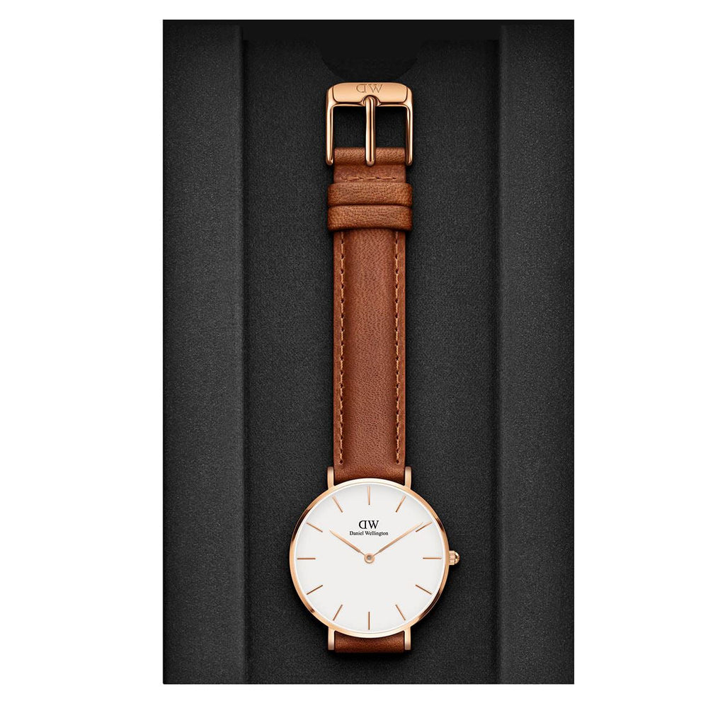 Daniel Wellington Petite Durham White Dial Brown Leather Strap Watch For Women - DW00100172 Buy Now By Daniel Wellington