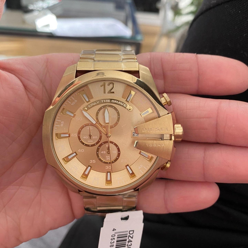Diesel Mega Chief Chronograph Gold Dial Gold Steel Strap Watch For Men - DZ4360 Buy Now By Diesel