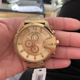 Diesel Mega Chief Chronograph Gold Dial Gold Steel Strap Watch For Men - DZ4360 Buy Now By Diesel