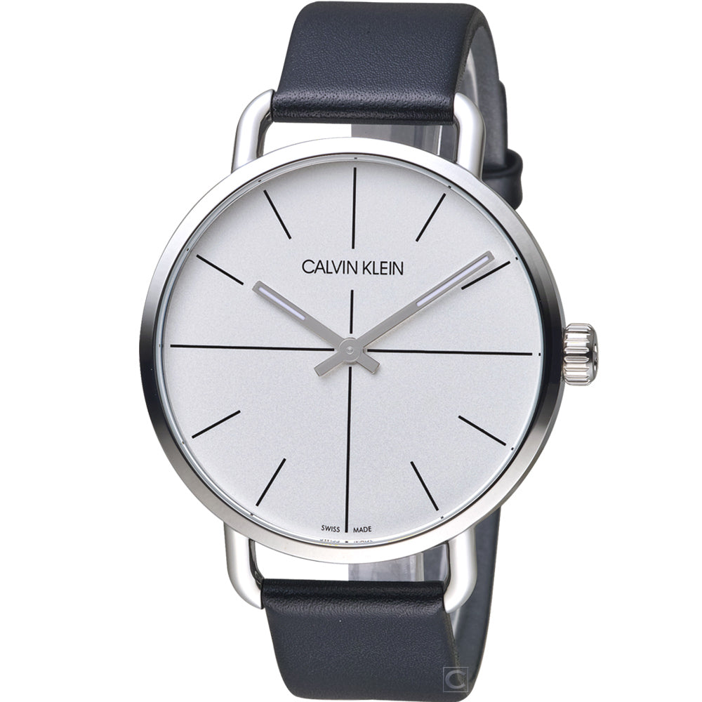 Calvin Klein Even Silver Dial Black Leather Strap Watch for Men - K7B211CY Buy Now By Calvin Klein