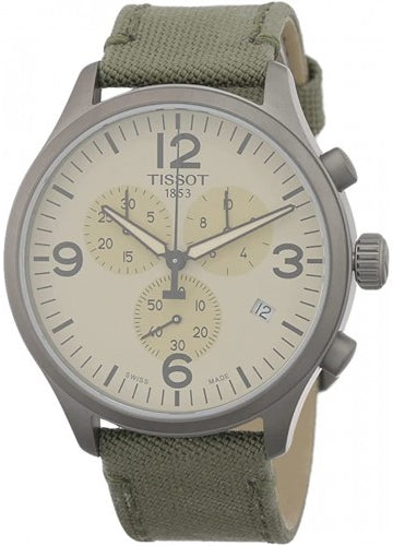 Tissot T Sport Chrono XL Beige Dial Green Nylon Strap Watch for Men - T116.617.37.267.00 Buy Now By Tissot