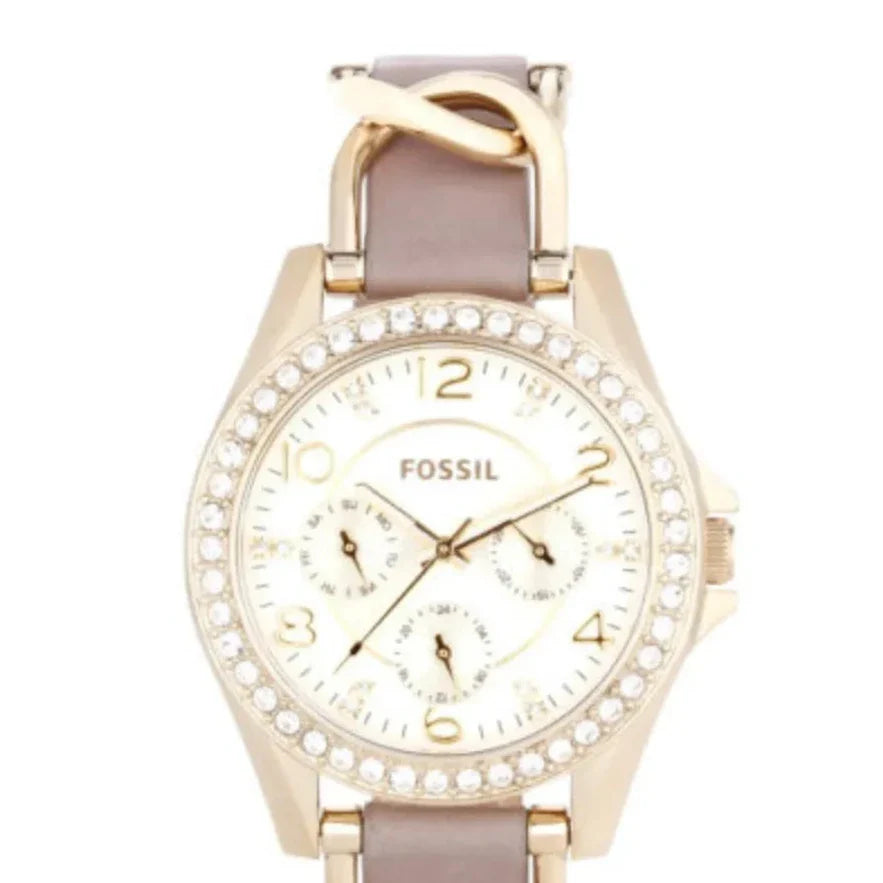 Fossil Riley White Dial Beige Leather Strap Watch for Women - ES3465 Buy Now By Fossil