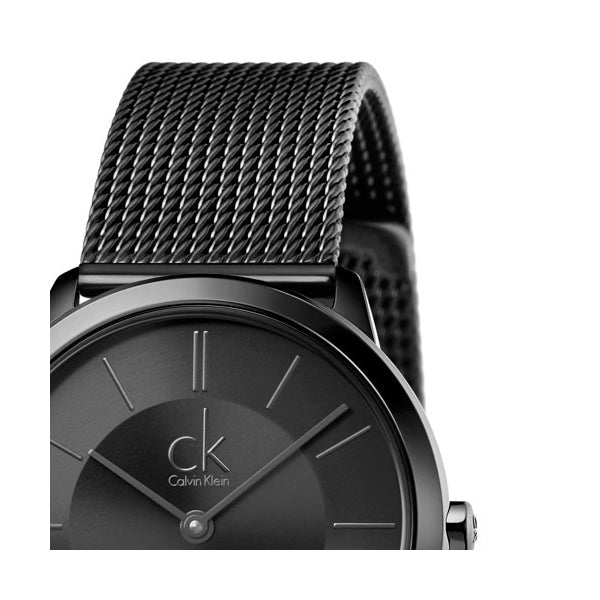 Calvin Klein Minimal Black Dial Black Mesh Bracelet Watch for Men - K3M224B1 Buy Now By Calvin Klein