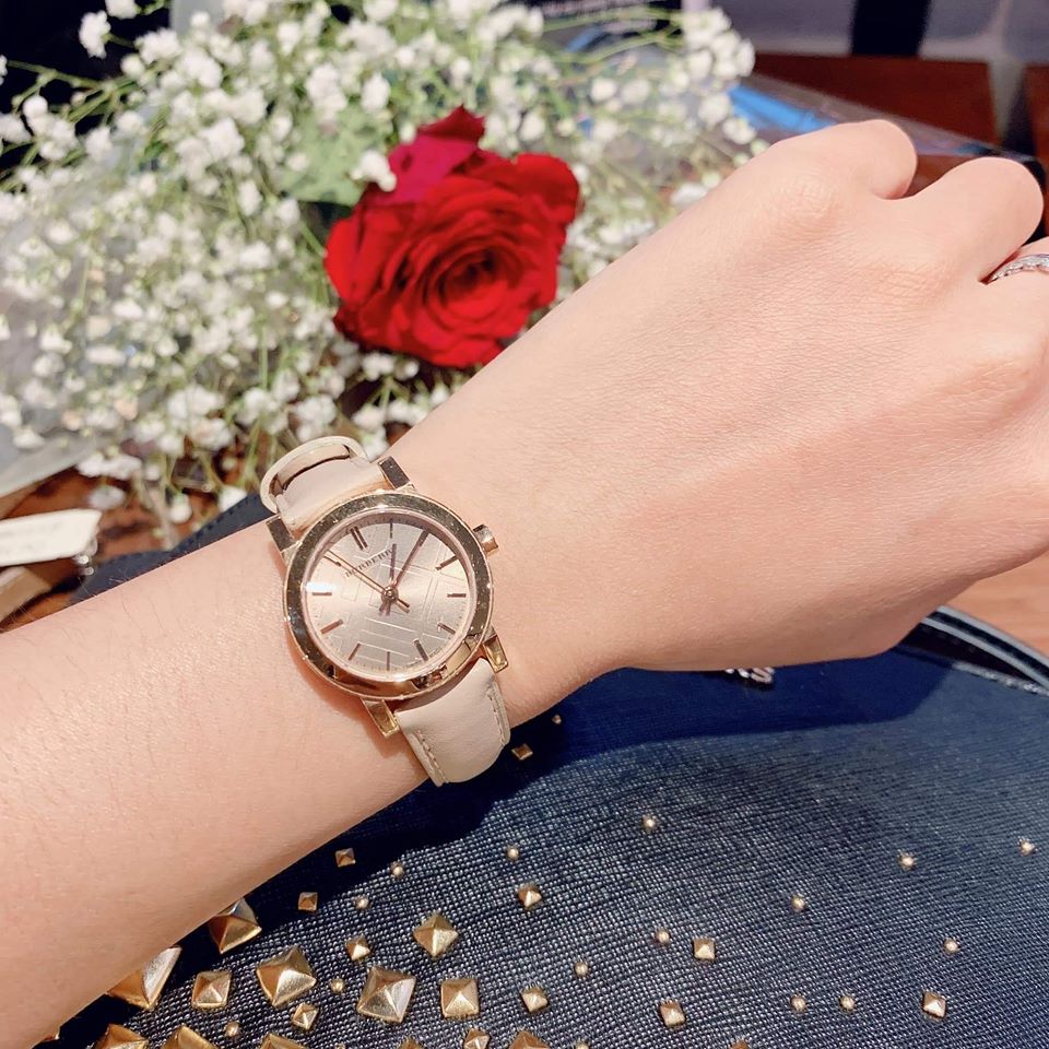 Burberry The City Gold Dial Beige Leather Strap Watch for Women - BU9210 Buy Now By Burberry