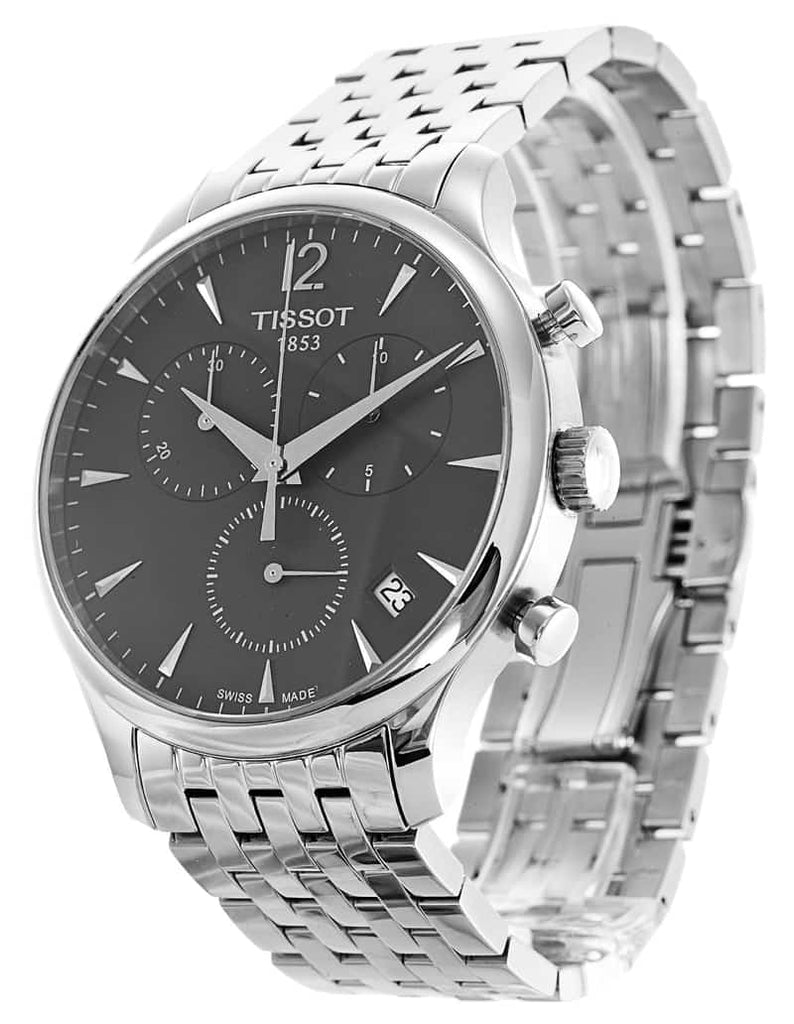 Tissot T Classic Tradition Chronograph Black Dial Silver Steel Strap Watch For Men - T063.617.11.067.00 Buy Now By Tissot