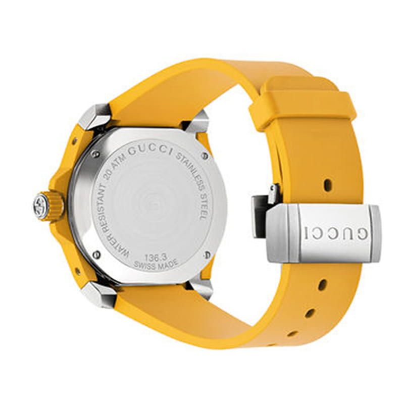 Gucci Dive Black Dial Yellow Rubber Strap Watch For Men - YA136319 Buy Now By Gucci