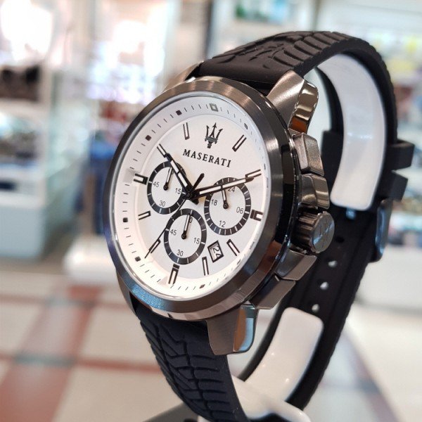 Maserati Successo 44mm White Dial Black Silicone Strap Watch For Men - R8871621010 Buy Now By Maserati