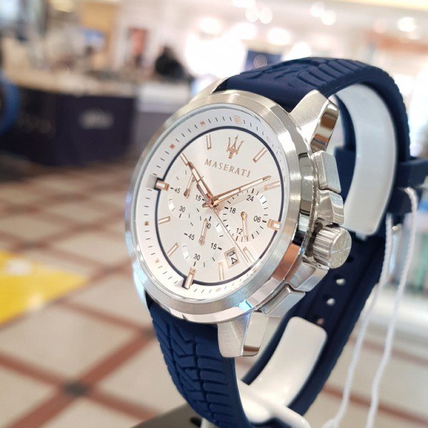 Maserati Successo Chronograph White Dial Blue Rubber Strap Watch For Men - R8871621013 Buy Now By Maserati