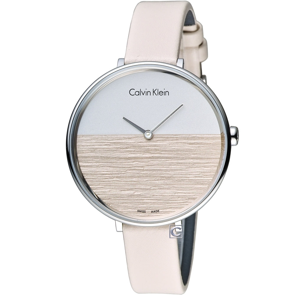 Calvin Klein Rise White Beige Dial Beige Leather Strap Watch for Women - K7A231XH Buy Now By Calvin Klein