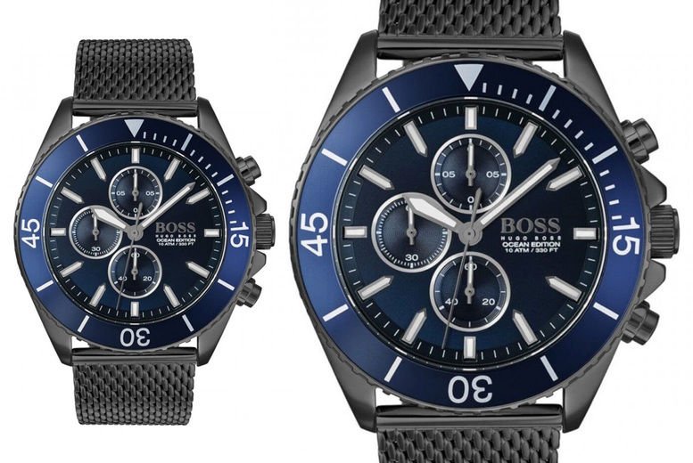 Hugo Boss Ocean Edition Blue Dial Black Mesh Bracelet Watch for Men - 1513702 Buy Now By Hugo Boss