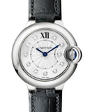 Cartier Ballon Bleu de Cartier Diamonds Silver Dial Black Leather Strap Watch for Women - W4BB0008 Buy Now By Cartier