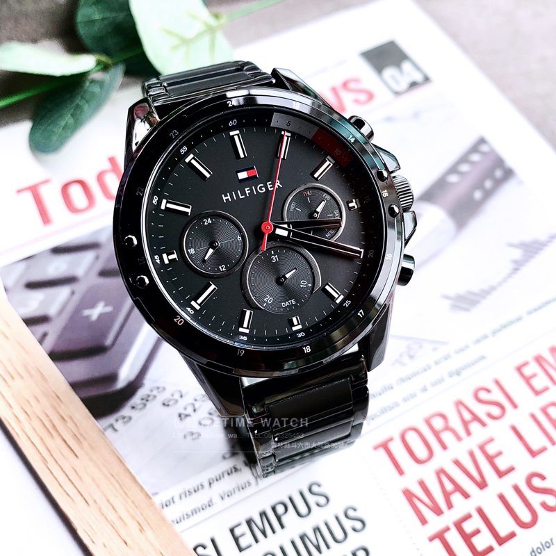 Tommy Hilfiger Mason Chronograph Black Dial Black Steel Strap Watch For Men - 1791935 Buy Now By Tommy Hilfiger