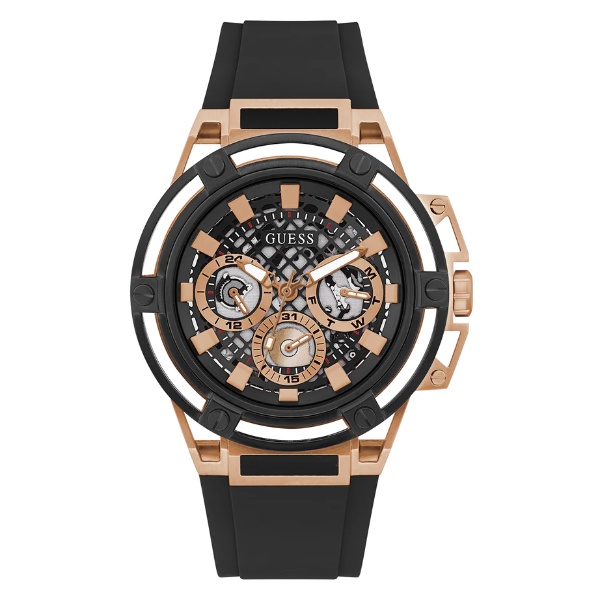 Guess Matrix Multifunction Black Dial Black Rubber Strap Watch For Men - GW0423G5 Buy Now By Guess
