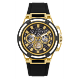 Guess Matrix Multifunction Gold Dial Black Rubber Strap Watch For Men - GW0423G2 Buy Now By Guess
