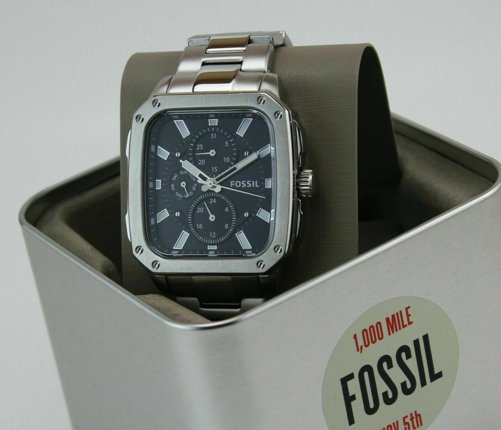 Fossil Inscription Multifunction Black Dial Silver Steel Strap Watch for Men - BQ2655 Buy Now By Fossil