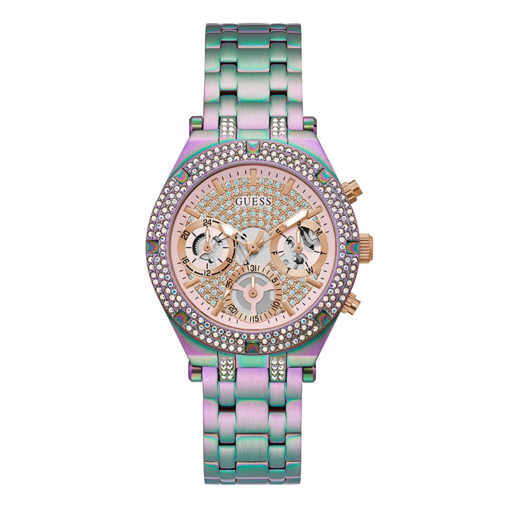 Guess Heiress Multifunction Diamonds Purple Dial Purple Steel Strap Watch for Women - GW0440L3 Buy Now By Guess