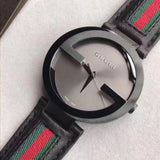 Gucci Interlocking G XL Black Dial Red & Green Leather Strap Watch For Men - YA133206 Buy Now By Gucci