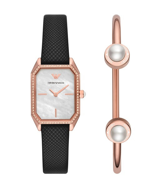 Emporio Armani Gianni T Bar Quartz Mother of Pearl Dial Blue Leather Strap Watch For Women - AR11466 Buy Now By Emporio Armani