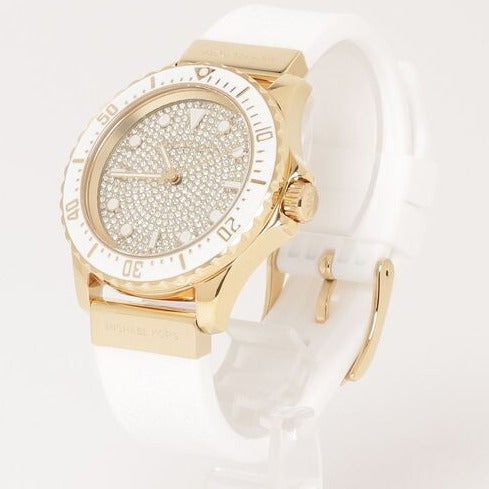 Michael Kors Everest Analog Gold Dial White Silicone Strap Watch For Women - MK7357 Buy Now By Michael Kors