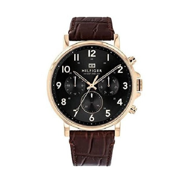 Tommy Hilfiger Daniel Black Dial Brown Leather Strap Watch for Men - 1710379 Buy Now By Tommy Hilfiger